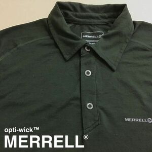 ★USA直輸入!!正規品【MERRELL メレル】opti-wick 高機能素材 長袖 ポロシャツ[メンズ M]カーキ 速乾 アウトドア 登山 トレッキング K2-690