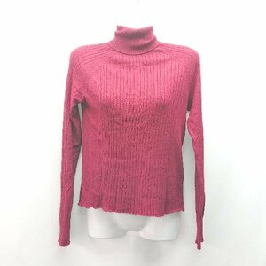 ◇ ZARA KNIT ハイネック シンプル 薄手 秋向け フェミニン 長袖 Tシャツ サイズS レッド レディース E