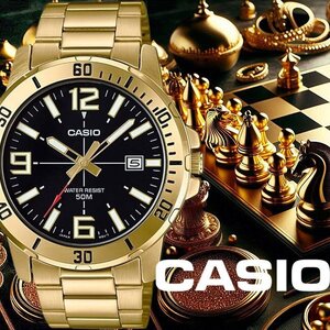 新品1円 逆輸入カシオ最新作 豪華ゴールド＆ブラック 50m防水 腕時計 新品 CASIO メンズ 激レア日本未発売