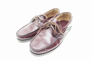 パラブーツ Paraboot BARTH MARRON BRIL BORDEAUX レザー デッキシューズ MARINEソール UK7 ブラウン ブランド古着ベクトル 中古▲■ 24060