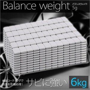 バランスウエイト 5g刻み 6kg ホイールバランス ホイールバランサー 強力テープ 貼付重り 防錆樹脂コーティング ブレ軽減 サビに強い 2-6