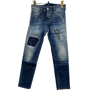 ディースクエアード デニムパンツ cool girl cropped jean エイジング加工 ペイント加工 38 レディース ブルー DSQUARED2 【AFB17】