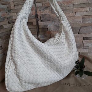 1円【未使用級】BOTTEGA VENETA ボッテガヴェネタ ホーボーバッグ ハンドバッグ トートバッグ レザー イントレチャート ホワイト系 白