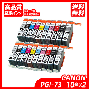 PGI-73/10mp 10色セット×2 計20本 マルチカラー キヤノン用互換インク canon ICチップ付 残量表示機能付 PGI-73PBK ;B11781;