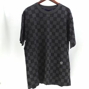 ルイウ゛ィトン 半袖Ｔシャツ ダミエ柄 RM2129 NPG HLY32W メンズ XXL ブラック×グレー LOUIS VUITTON ◆3105/高林店 ST