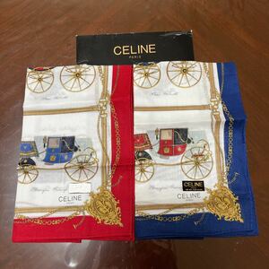 新品☆CELINE ☆ ハンカチ　2点セット ブルー　　レッド