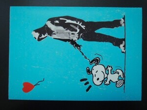 A4 額付き ポスター Banksy Snoopy ストリートアート 風船 スヌーピー Blue