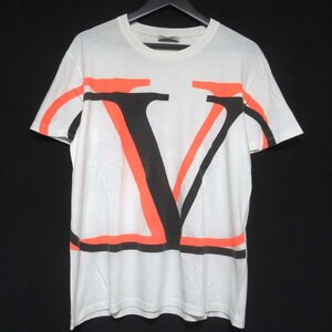 美品 VALENTINO ヴァレンティノ Vロゴ プリント 半袖 Tシャツ カットソー UV3MG08C6K7 Mサイズ 185/96A ホワイト