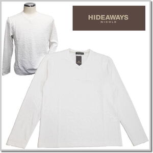 ハイダウエイ HIDEAWAYS NICOLE アイビーブリスタ-ジャカードＶネックプルオーバー 4465-9806-09(WHITE)-48(L) ロンT カットソー