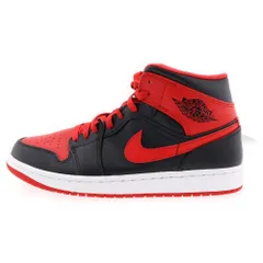 NIKE (ナイキ) AIR JORDAN 1 MID Bred Toe エアジョーダン1 ミッド ミッドカットスニーカー ブレッドトゥ ブラック/レッド US9/27cm DQ8426-060