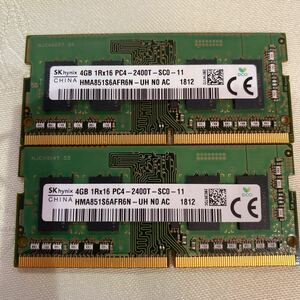 SKhynix DDR4 19200 1RX16 PC4 2400T 4GBX2枚セット(8GB)⑩