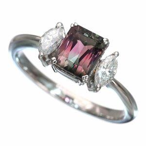 Pt900 バイカラートルマリン ダイヤモンド リング 5.6g T1.75ct D0.396ct 超美品 ★04A17