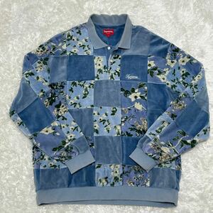 【美品】Supreme Floral Patchwork Velour L/S polo シュプリーム BTS トレーナー スウェット 花柄 パッチワーク ゆったり オシャレ レア