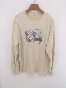 ◇ relume JOURNAL STANDARD カジュアル プリント 長袖 Tシャツ カットソー サイズF ベージュ グレー マルチ メンズ P