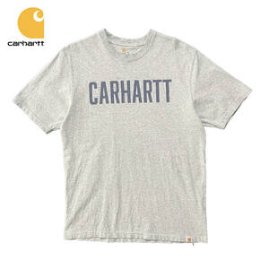 USA 古着 CARHATT カーハート コットン クルーネック ロゴプリント Tシャツ メンズM グレー ワーク BA3221