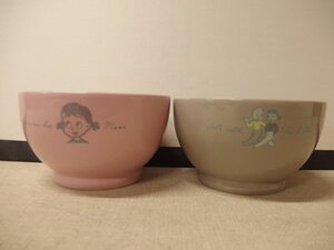 1140132w【ミスタードーナツ OSAMU HARADA 原田治 カフェオレ ボウル 2点】中古品/φ13×H7.5cm前後