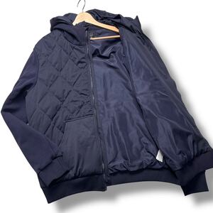 【極美品/超希少3XL】ZARA MAN ザラ 袖切り替え 中綿ジャケット ブルゾン キルティング フード ジップアップ ジャケット 日本サイズ3XL相当