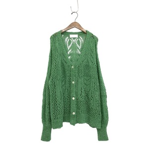 Mame Kurogouchi マメクロゴウチ Botanical Pattern Knitted Lame Cardigan ラメ苔ニットカーディガン グリーン 1 MM22PS-KN732