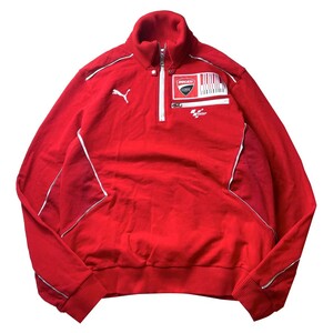 激レア! PUMA プーマ DUCATI CORSE MOTO GP 別注コラボ トラックジャケット トップ ジャージ レッド ホワイト 赤 白 L メンズ 古着 希少