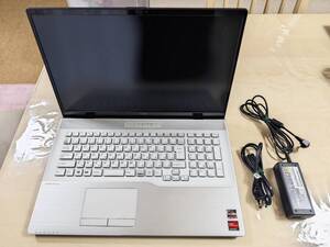 1円スタート！富士通FMVN77E3G NH77/E3 Ryzen7-4700U@2.0GHz/RAM16GB/SSD256GB+1TB/DVD/17.3フルHD/Windows11