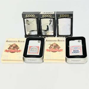 BEg064R 60 未使用 ケース付 ZIPPO 5点 まとめ 1993 1999 2001 USA 鏡面シルバー Budweiser バドワイザー BUD LIGHT/England House ビール 