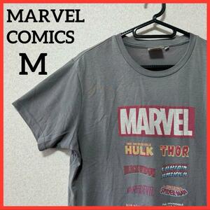 【大人気】MARVEL COMICS GU ジーユー プリントTシャツ 半袖Tシャツ 男女兼用 グレー x78-139