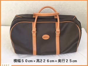 ■ ボストンバッグ Hennessy ヘネシー 50cm×26cm×25cm 茶色 ブラウン 合皮 若干の傷や汚れあり / 旅行 出張 ゴルフ ■ 発送 本州 1080円