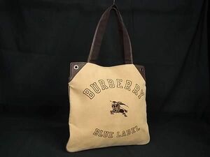 1円 ■美品■ BURBERRY バーバリーブルーレーベル コーデュロイ×レザー ハンドバッグ トート レディース メンズ ベージュ系 BM2303