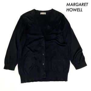 【送料無料】MARGARET HOWELL マーガレットハウエル★長袖カーディガン Vネック ブラック 黒