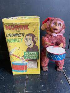 50s 1950s 60s 日本製 ビンテージ トイ DRUMMER MONKEY super toys SK japan 箱付き 昭和 レトロ サル 骨董 ゼンマイ おさるのジョージ