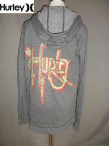 USA購入 サーフ系《Hurley》裏起毛プルオーバーパーカーUS M濃灰