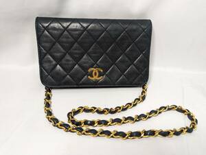 THR-545　CHANEL　シャネル　ミニマトラッセ　シングルチェーン　シングルフラップ　プッシュロック　ラムスキン　ショルダーバッグ