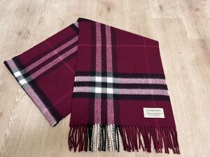 BURBERRY　バーバリー　マフラー　カシミア100％　赤紫系　送料無料!!!