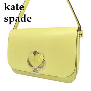 1円 【極美品】 kate spade ケイトスペード ショルダーバッグ ツイストロック レザー イエロー 黄色