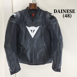 美品◆DAINESE ダイネーゼ SPORT PRO LEATHER JACKET PERF. 622 スポーツプロレザージャケット ライダース(メンズ48)黒/白 ブラック