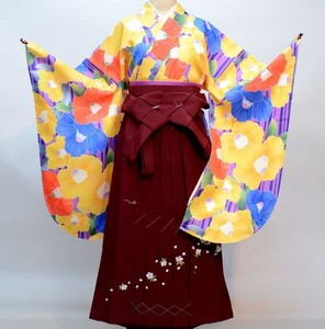 着物袴セット ジュニア用へ直し144cm～150cm 千紫万紅 新品 （株）安田屋 NO29563-03