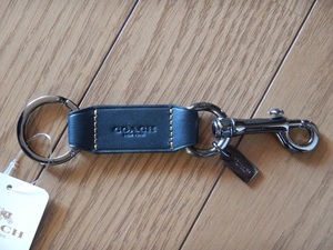 COACH　コーチ　メンズ　レディース　キーリング　キーホルダー　レザー　革　黒　ブラック　新品