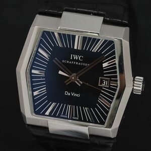 1円 稼動 QZ 良品 IWC シャフハウゼン 3305310 ダヴィンチ 黒文字盤 デイト メンズ腕時計 KRK 5267130 5NBT