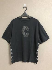 新品 CRONOS SIDE LOGO OVERSIZE T-SHIRTS サイド ライン ロゴ クルーネック Tシャツ クロノス S ブラック