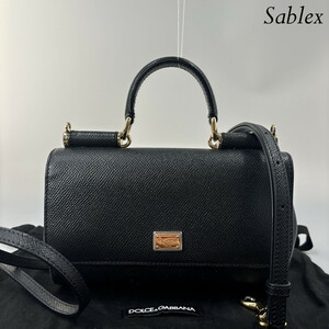 【極美品】DOLCE & GABBANA ドルチェ＆ガッバーナ ドーフィン ミニ ミス シシリー バッグ ブラック ハンドバッグ ショルダーバッグ 