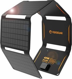 FlexSolar ソーラーパネル 40W ソーラーチャージャー usb3出力ポートソーラー充電器防水防塵 DC/PD40W/QC3.0急速充電 ポータブル電源