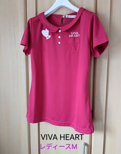 VIVA HEART レディース40 ビバハート ゴルフ ラウンドカラー 半袖 襟付きシャツ ピンク M相当 正規品 送料無料