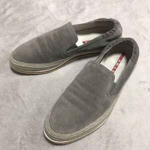 PRADA プラダ スリッポン スニーカー スエード エスパドリーユ グレー サイズ7 26cm