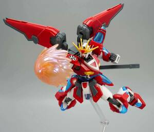 組立済ガンプラ「HG 1/144 神バーニングガンダム」完成品　未使用シール＆全パーツ付属(「ガンダムビルドメタバース」より)　入手困難品！