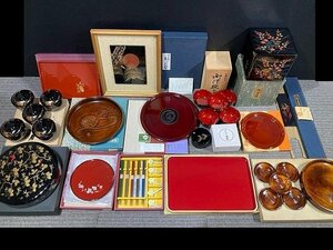 Y1874M 漆器 漆器のアソベ 輪島塗 しっきシック 木製 他 お盆 お椀 小皿 茶托 額飾り 他 まとめ