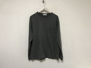 本物グリーンレーベルリラクシングUNITEDARROWSユナイテッドアローズコットン胸ポケット長袖ロンTシャツメンズアメカジサーフLグレー