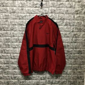 良品 NIKE ナイキ SWOOSH JACKET ナイロンジャケット アノラック ウーブンジャケット トップス メンズ ハーブジップ 赤黒 Mサイズ