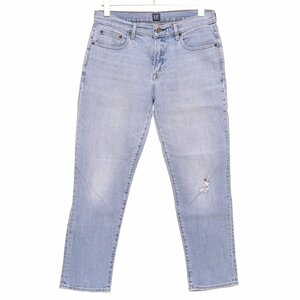 ◇461421 GAP ギャップ デニムパンツ ハイウエストレギュラーダメージジーンズ ガールフレンド サイズW28 ストレッチ レディース ブルー