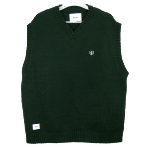 WTAPS ダブルタップス 22AW DITCH/VEST/ACRYLIC.CRST 222MADT-KNM01 ディッチ ニットベスト グリーン トップス セーター サイズ03(L)