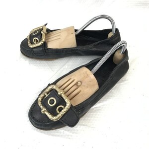 miumiu/ミュウミュウ★レザーフラットシューズ【36.5/23.0-23.5程度/黒/black】バレエシューズ/パンプス/靴/Shoes/sandal◆pQ-557